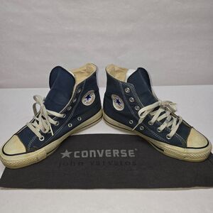 Vtg Converse All Star Chuck Taylor High Top John Varvatos Navy Made In USA 3 1/2